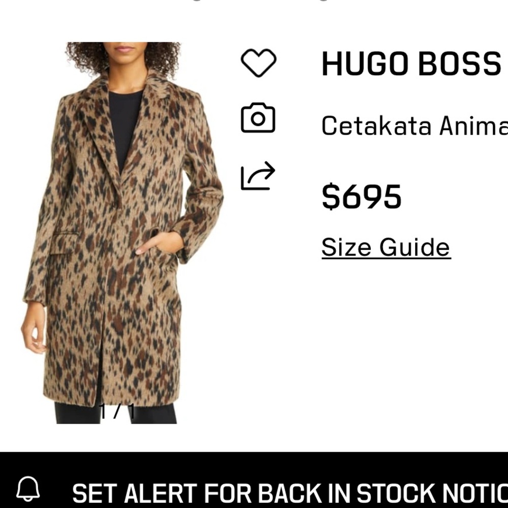 Hugo Boss Brown Blazer with Plush Animal Print BRAND NEW NO TAG
